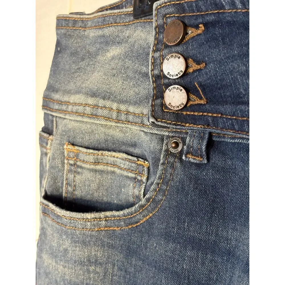Simple Society Women's 13/31 Flare Jeans Low Rise Stretch Y2K 70s Retro Denim